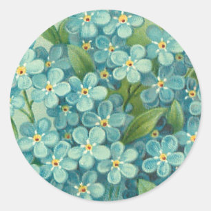 Vintager mit Blumenaufkleber mit blauen Runder Aufkleber