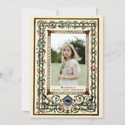 Vintager "mittelalterlicher" beleuchteter Abschlus Einladung (Vorderseite)