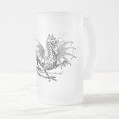 Vintager mittelalterlicher Drache Mattglas Bierglas (VorderseiteRechts)