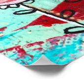 Vintager Mixed Media Fabric Red Bird Print Poster (Ecke)