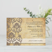 Vintager Mocha-Blumenwirl Einladung zur Hochzeit (Stehend Vorderseite)