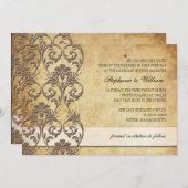 Vintager Mocha-Blumenwirl Einladung zur Hochzeit (Vorne/Hinten)