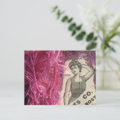 Vintager Mode-Rosa Postkarte (Stehend Vorderseite)