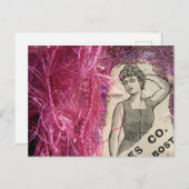 Vintager Mode-Rosa Postkarte (Vorne/Hinten)