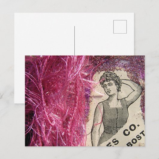 Vintager Mode-Rosa Postkarte (Vorne/Hinten)