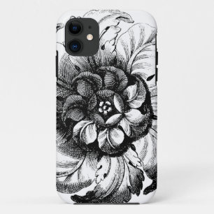 Vintager moderner Blumen-Entwurf in Schwarzweiss Case-Mate iPhone Hülle
