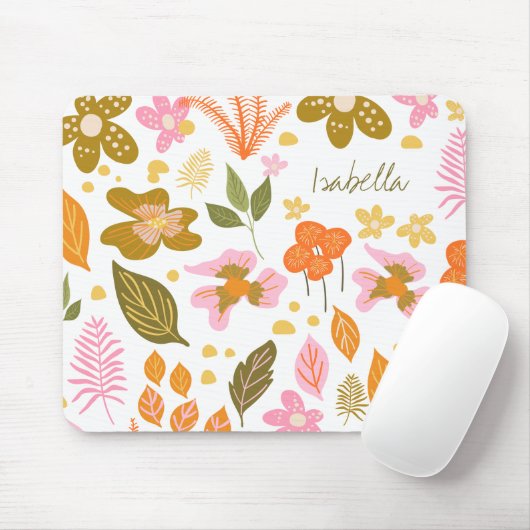 Vintager, moderner Botanischer Frühling Mousepad (Mit Mouse)