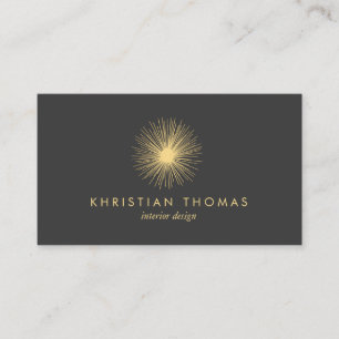 Vintager moderner Goldsputnik Räume Designer 2 Visitenkarte
