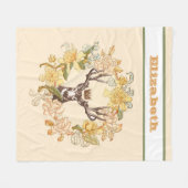 Vintager, moderner Hirschrei Rustikaler Blume Fleecedecke (Vorderseite (Horizontal))