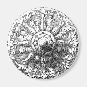 Vintager moderner Leaf-Medallion Magnet