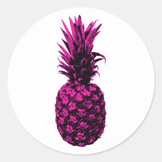 Vintager, moderner tropischer Ananas Runder Aufkleber (Vorderseite)