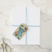 Vintager Modevogel, Blume und Schmetterling Geschenkanhänger (Mit Garn)