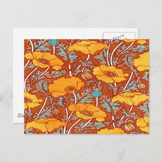 Vintager Mohn ~ Postkarte (Vorne/Hinten)