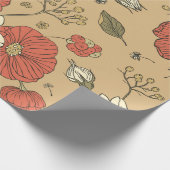 Vintager Mohn und daisy Blume nahtloser Gartenkrug Geschenkpapier (Ecke)