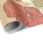 Vintager Mohn und daisy Blume nahtloser Gartenkrug Geschenkpapier (Rolleneckpunkt)