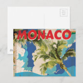 VINTAGER MONACO RACING REISEPOSTER POSTKARTE (Vorne/Hinten)