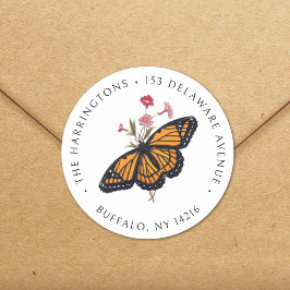 Vintager Monarch Butterfly Rücksendeadresse Runder Aufkleber