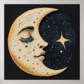 Vintager Mond - Schlafmond - Dunkelblau Poster (Vorne)