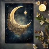 Vintager Mond, Sonne und Sterne Einladung