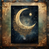 Vintager Mond, Sonne und Sterne Folieneinladung