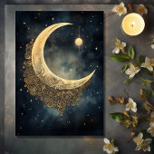 Vintager Mond, Sonne und Sterne RSVP Karte