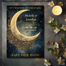 Vintager Mond, Sonne und Sterne Save The Date