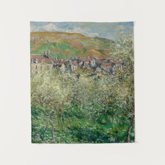 Vintager Monet 1879 Blütenpflanzenbaum Wandteppich (Vorderseite)