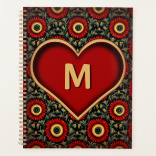 Vintager Monogram Herzplaner mit individueller Ini Planer