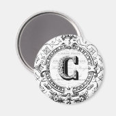 Vintager monogramm Buchstabe C Magnet (Vorderseite/Rückseite)