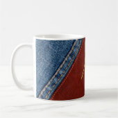 Vintager Monogramm-Denim und Leder Kaffeetasse (Links)