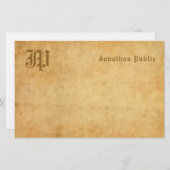 Vintager Monogramm-handgeschriebener Text-elegante Briefpapier (Vorne/Hinten)