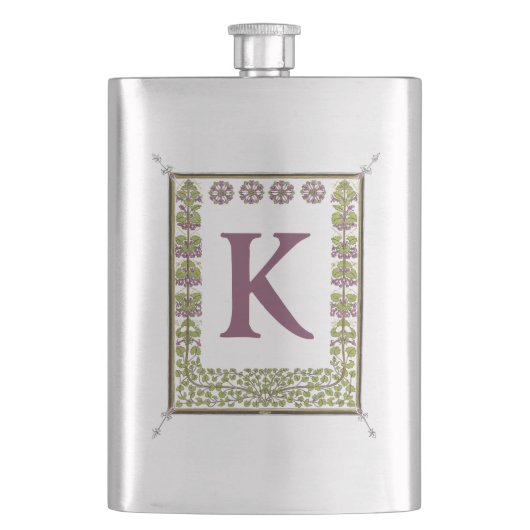 Vintager Monogramm-Letter-Rahmen Flachmann (Vorderseite)