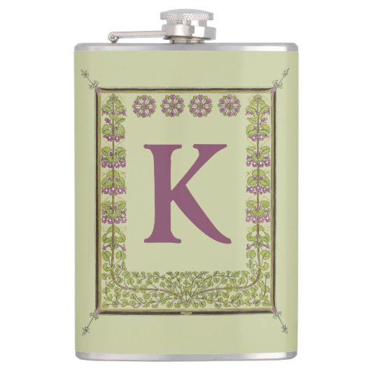 Vintager Monogramm-Letter-Rahmen Flachmann (Vorderseite)