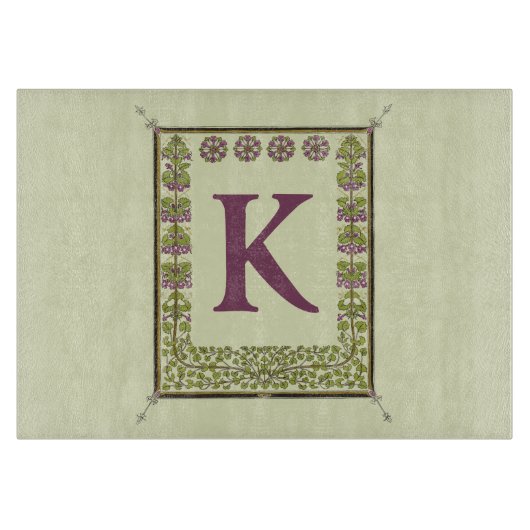 Vintager Monogramm-Letter-Rahmen Schneidebrett (Vorderseite)
