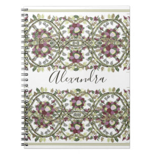 Vintager Monogramm Name Blumenmotiv Mauve Pink Sag Notizblock
