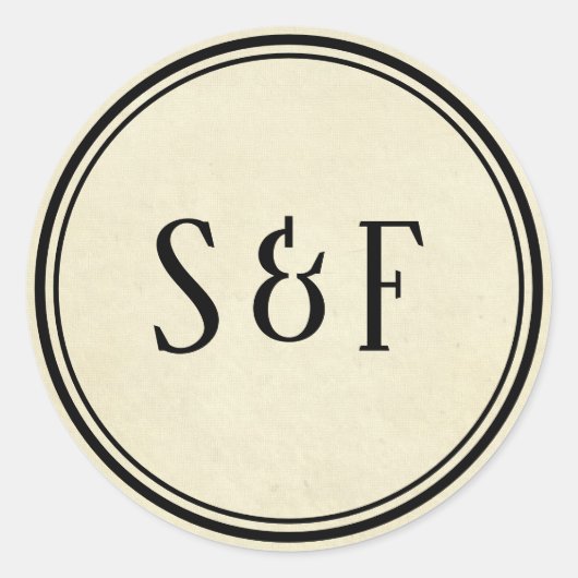 Vintager Monogramm-Umschlag Aufkleber (Vorderseite)