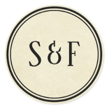 Vintager Monogramm-Umschlag Aufkleber