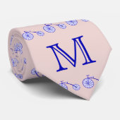 Vintager Monogrammentwurf des Fahrrades auf einer Krawatte (Gerollt)