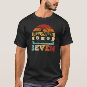 Vintager Monster LKW 7 Jahre alter Retro 7. Geburt T-Shirt