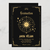 Vintager Moon Sun boho Kunstsymbol Abschluss Einladung (Vorne/Hinten)