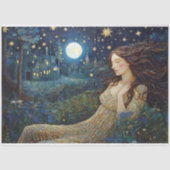 Vintager Moonlit Garden Lady Art Nouveau Decoupage Seidenpapier (Vorderseite)