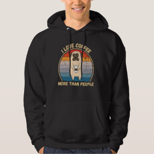 Vintager Mops I Liebe Kaffee mehr als Menschen Kaf Hoodie