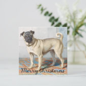 Vintager Mops Weihnachtskarte Karte (Stehend Vorderseite)