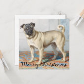 Vintager Mops Weihnachtskarte Karte (Vorderseite/Rückseite Beispiel)