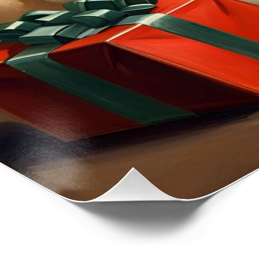 Vintager Mops Welpe am Weihnachtsbaum Poster (Ecke)