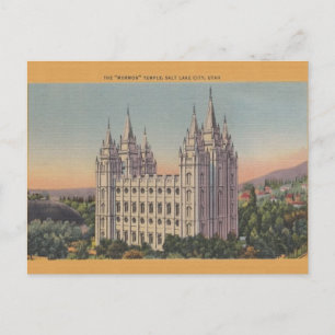 Vintager Mormon Temple Salt Lake City Utah Postkar Postkarte
