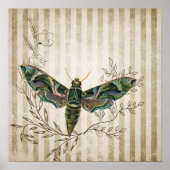 Vintager Moth und Blumenplatz Poster (Vorne)