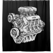 Vintager Motor - Männerwagen und Mechanik Duschvorhang (Vorderseite)
