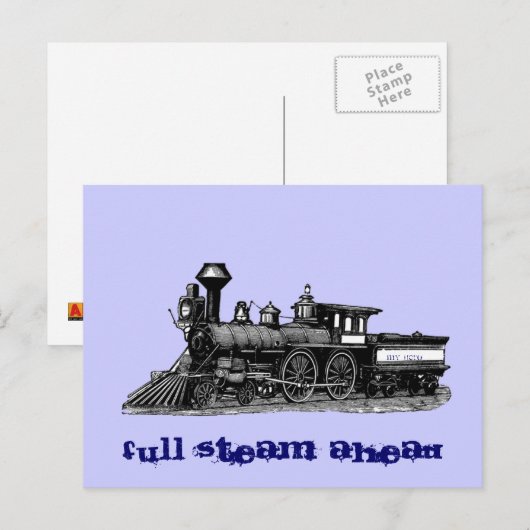 Vintager Motor mit Volldampf Postkarte (Vorne/Hinten)