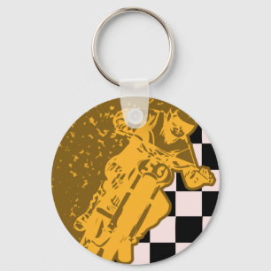 Vintager Motorcross Checkered Schlüsselanhänger